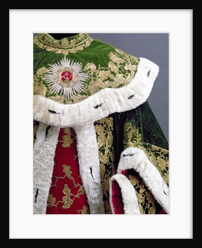 Official robes of the Hungarian Order of St. Stephen, of red and green ermine-edged velvet with gold oak-leaf design embroidery, 1764 by Anonymous