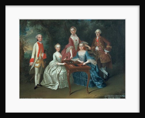 Group portrait of the Harrach family playing backgammon by Johann Wilhelm Hoffnas
