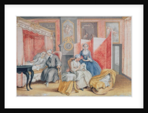 Joseph II at the bedside of his wife Isabella of Parma following the birth of their daughter Maria Theresa, 1762 by Archduchess of Austria Maria Christine