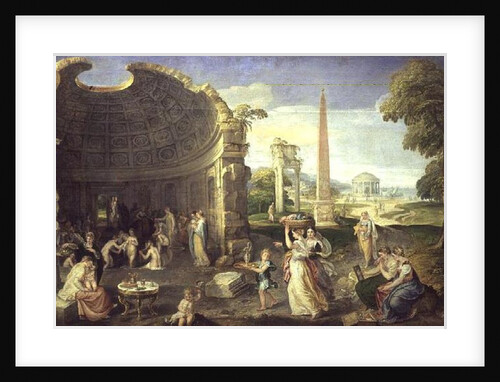 Landscape with classical ruins and women bathing, c.1552-53 by Lambert Sustris