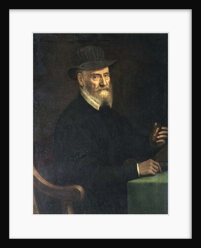 Portrait of Giulio Clovio, miniature artist, holding a miniature thought to be of the artist Lavinia Teerlinks, 1556 by Sofonisba Anguissola