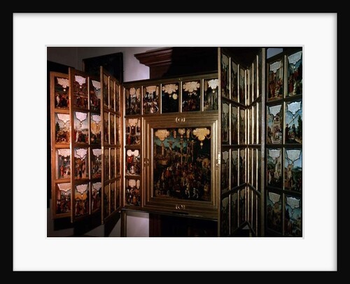 Mompelgarter Altarpiece, with central panel and six hinged side panels, all depicting scenes from the New Testament by Matthias Gerung or Gerou