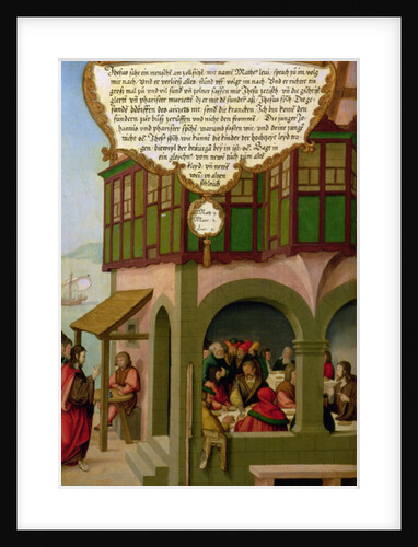 Jesus eating with the taxpayers and sinners section of wing panel from the Mompelgarter Altarpiece by Matthias Gerung or Gerou