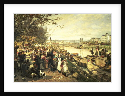 Fruit market in Schazel, near the Maria Theresa Bridge, Vienna, 1895 by Alois Schonn