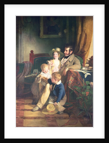 Rudolf von Arthaber with his Children Rudolf, Emilie and Gustav Looking at the Portrait of their Deceased Mother, 1837 by Friedrich von Amerling