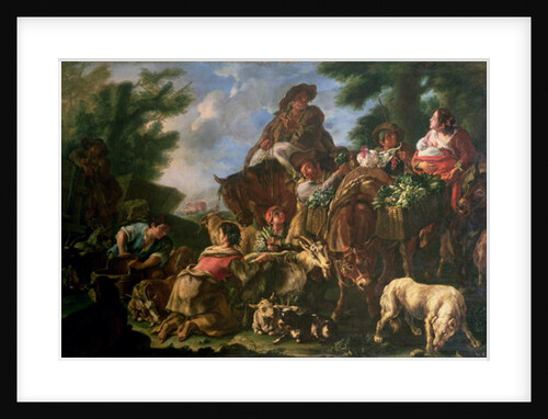 Group of shepherds with a horse by Domenico Brandi