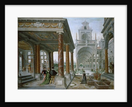 Cappricio of palace architecture with Figures Promenading, 1596 by Hans or Jan Vredeman de Vries