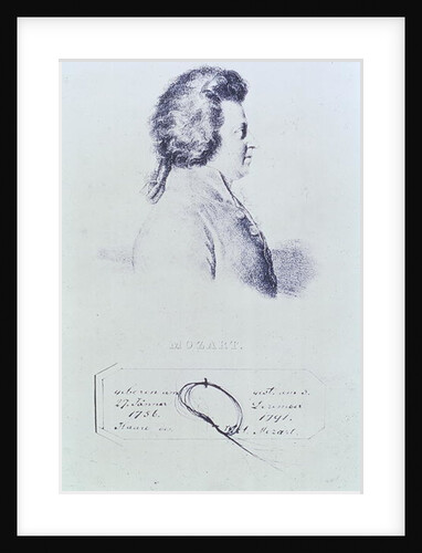 Portrait of Wolfgang Amadeus Mozart with a lock of his hair attached below by Austrian School