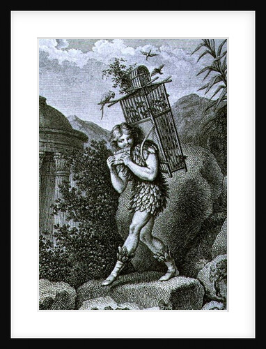Papageno: 'I am the birdcatcher, yes! Always cheerful, fiddle-di-i, fiddle-di-da!' by Johann Heinrich (after) Ramberg