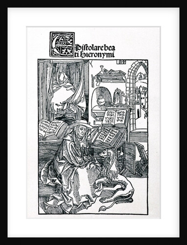 St. Jerome in his study pulling a thorn from a lion's paw by Albrecht Dürer or Duerer