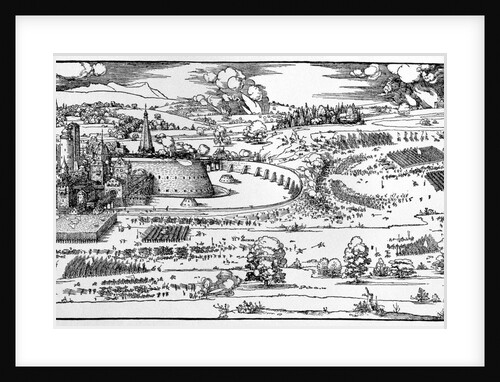 Demonstration of defensive measures to protect a city against a besieging army by Albrecht Dürer or Duerer