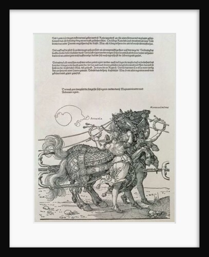 Triumphal Chariot of Emperor Maximilian I of Germany: detail of the horse teams, guided by two Virtues, Magnanimity and Audaciousness by Albrecht Dürer or Duerer