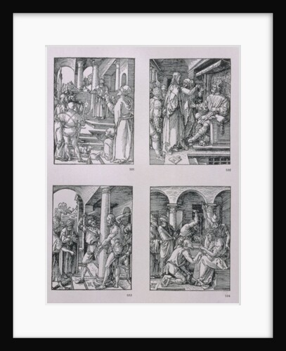 The 'Small Passion' series: Christ before Pilate; Christ before Herod; Flagellation; Crowning with thorns, pub. 1511 by Albrecht Dürer or Duerer