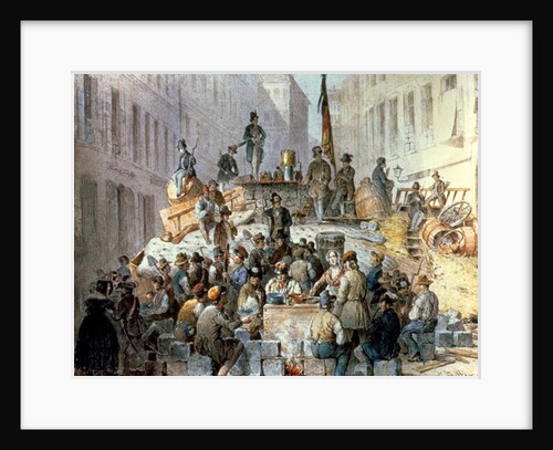 Barricades in Marzstrasse, Vienna, 1848 by Edouard Ritter