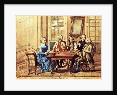 Empress Maria Teresa of Austria playing cards with Field Marshall Karoly Batthyany, Nadasky and Field Marshall Leopold Joseph, Count von Daun, 1751 by Austrian School