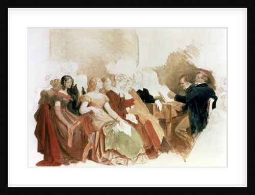 Study for An Evening at Baron von Spaun's: Schubert at the piano among his friends, including the operatic baritone Johann Vogl by Moritz Ludwig von Schwind