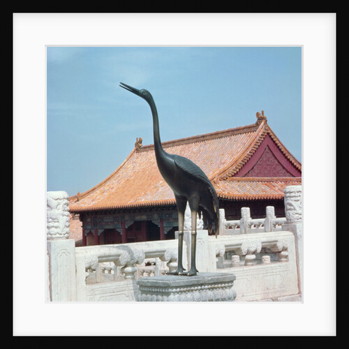 Statue of a stork with a side pavilion of the Hall of Supreme Harmony in the background, Ming Dynasty by School Chinese