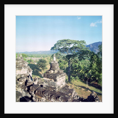 View from the monument showing balustrade surmounted with small stupa or dagobs, erected c.800 by Anonymous