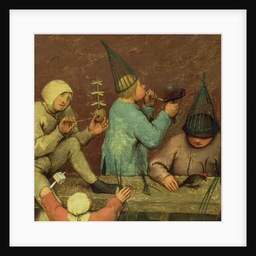 Children's Games: detail of left-hand section showing children making toys and blowing bubbles, 1560 by Pieter the Elder Bruegel