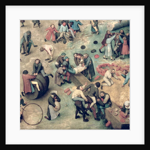 Children's Games: detail of bottom right-hand corner depicting children playing with bricks, hoops and a barrel, 1560 by Pieter the Elder Bruegel