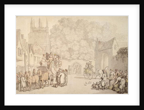 A Coach Preparing to Leave Canterbury Gate, Christ Church, Oxford, c.1810-15 by Thomas Rowlandson