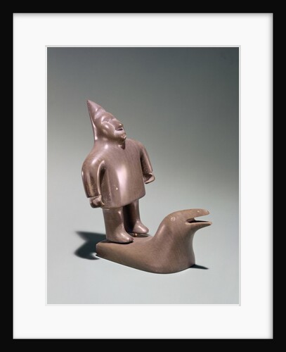 Mythological figure standing on a whale, from Cape Dorset by School Inuit