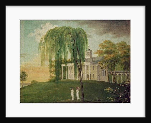 President George Washington on the porch of his house at Mount Vernon by American School