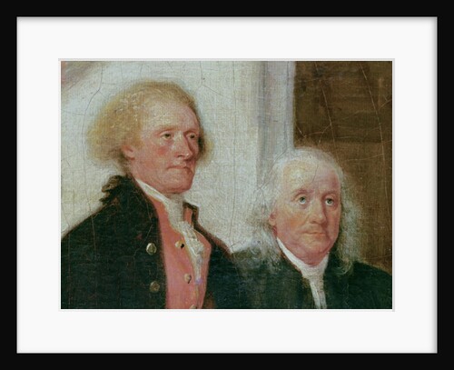 Drafting the Declaration of Independence, 28th June 1776, detail of Thomas Jefferson and Benjamin Franklin c.1817 by John Trumbull