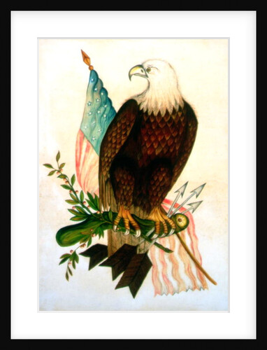Bald eagle with flag by American School