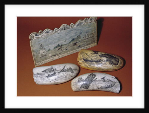 Whaling scrimshaw by American School