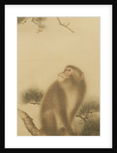 Monkey watching a dragonfly by Japanese School