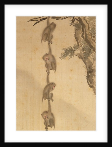 Monkeys reaching for the Moon, Edo Period by School Japanese