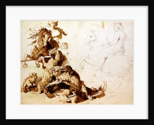 Sketch for a Wolf Hunt by Peter Paul Rubens