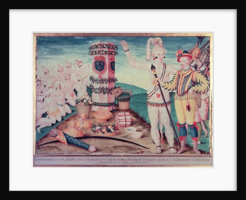 Rene Goulaine de Laudonniere and Chief Athore in front of Ribault's Column, c.1570 by Jacques (1533-88) Le Moyne