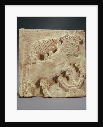 Plaque depicting a lion attacking a bull, from Iraq, c.2000 BC by Sumerian Sumerian
