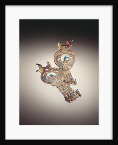 Earrings with hybrid birds with wings of falcons and heads of ducks by Egyptian 18th Dynasty
