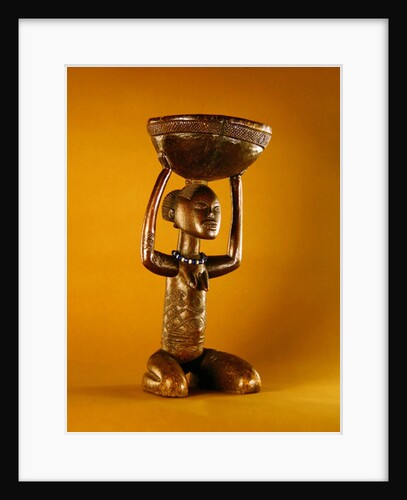 Stoolwith a kneeling female caryatid, Democratic Republic of the Congo by African School