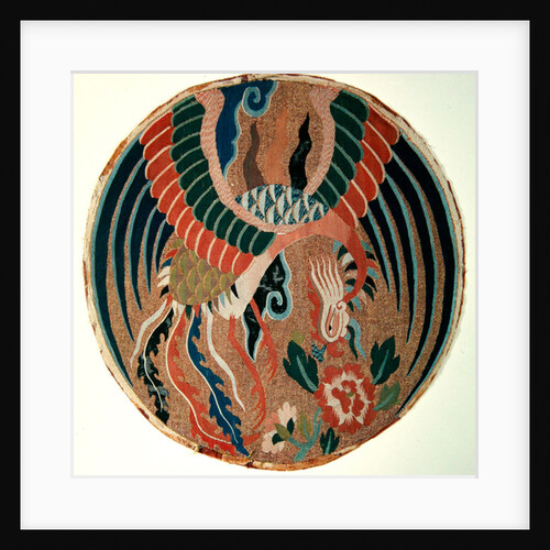 Roundel with feng-huang and tree peony by School Chinese