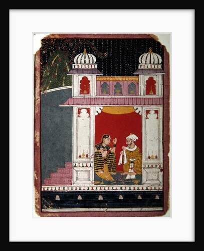 Heroine and her lover in a pavilion, c.1640-50 by Indian School
