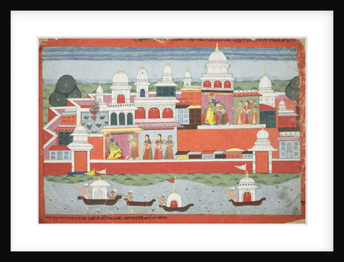 Rukmini Seeks Krishna's Permission to Visit her Brother Rukma, page from a manuscript of the Bhagavata Purana, c.1775 by Nepalese School