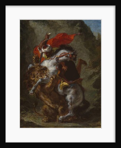 Arab Horseman Attacked by a Lion, 1849-50 by Ferdinand Victor Eugene Delacroix