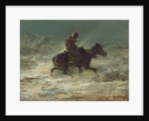 Man with Lance Riding through the Snow, c.1880 by Adolf Schreyer