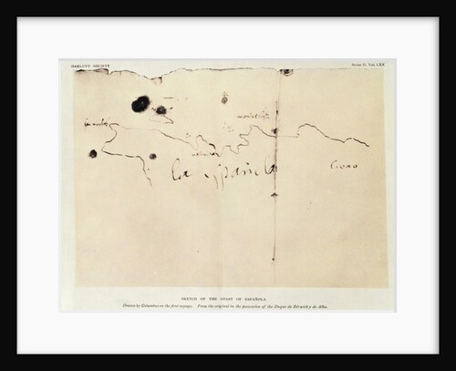 Sketch of the coast of Espanola, drawn by Columbus on the first voyage by Christopher Columbus