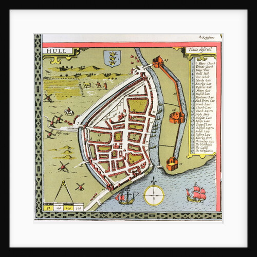 Hull, detail from the map of the North and East Ridings of Yorkshire by John Speed