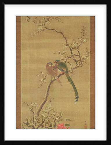 Birds on a snowy bough by Japanese School