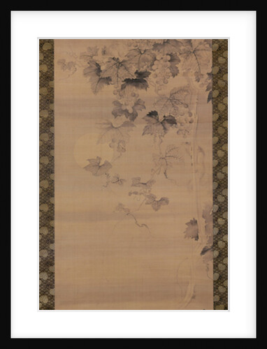 Squirrel on grape vine in moonlight by Japanese School