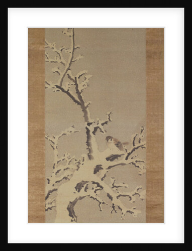 Sparrow on a tree in a snowstorm, c.1800 by Kishi Ganku