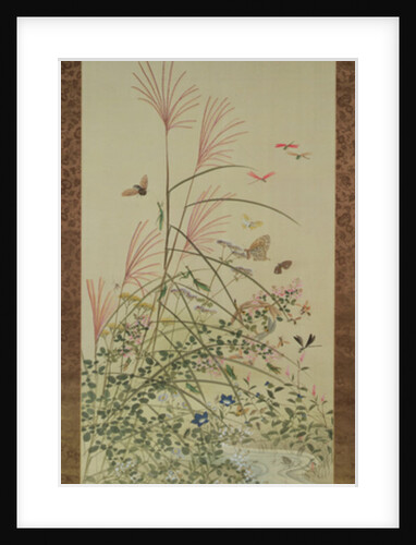 Autumn flowers and insects by a stream, 1910 by Bunrei Maekawa