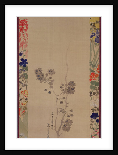 Cherry blossoms with painted mount, 1855 by Japanese School