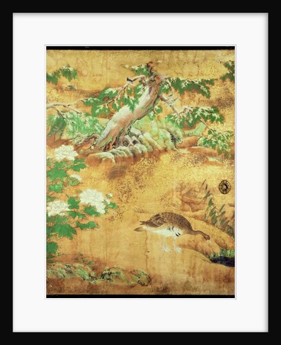 Birds and flowers sliding-door panel by Japanese School